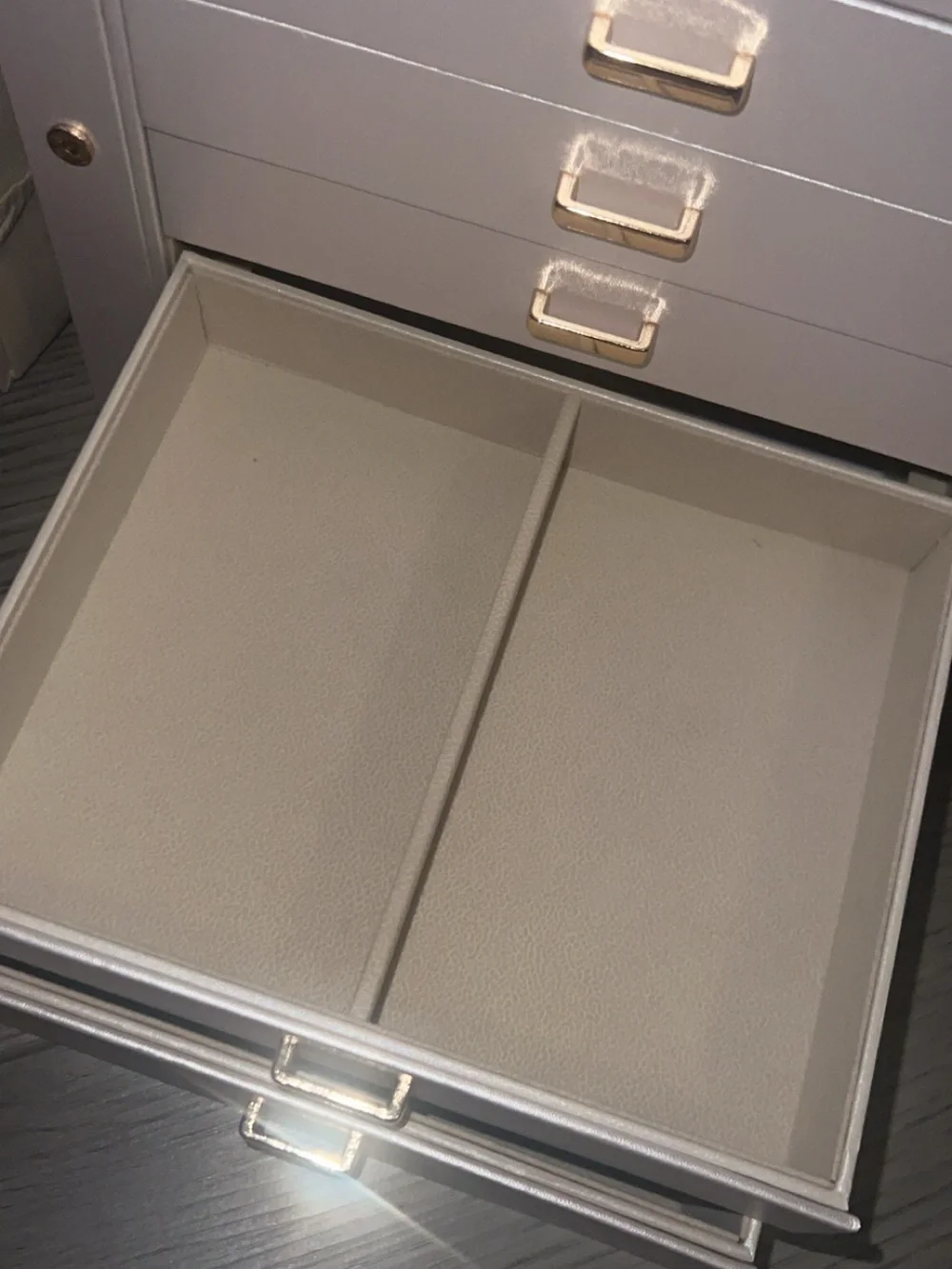 Cream Jewelry Organizer Box with Mirror - Multi-Drawer Home Storage